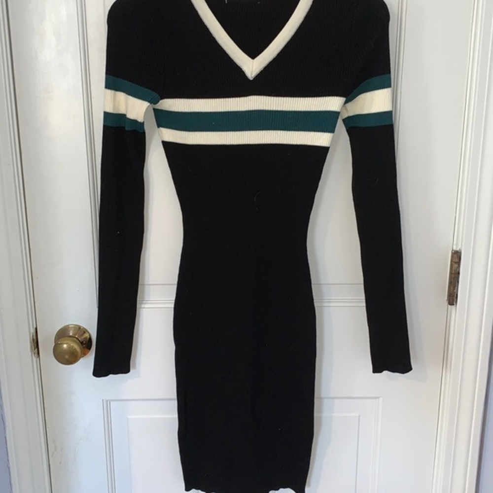 Black bodycon sweater dress